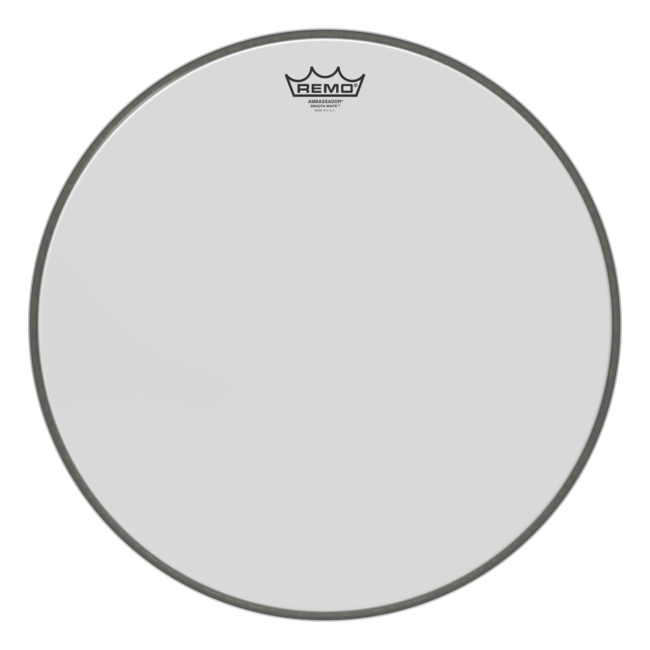 Remo - BR-1218-CH- - Bass Drum, Ambassador, Smooth White, 18" Diameter, Center Hole