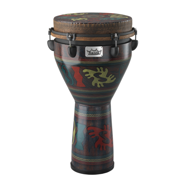 Remo - DJ-0014-31- - Djembe, Mondo, Designer Series, Key-Tuned, 14" X 25", Skyndeep Fiberskyn, Contour Tuning Brackets, Jubilee Red Finish