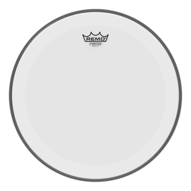Remo - P3-1218-C2- - Bass Drum, Powerstroke 3, Smooth White, 18" Diameter, 2-1/2" Impact Patch