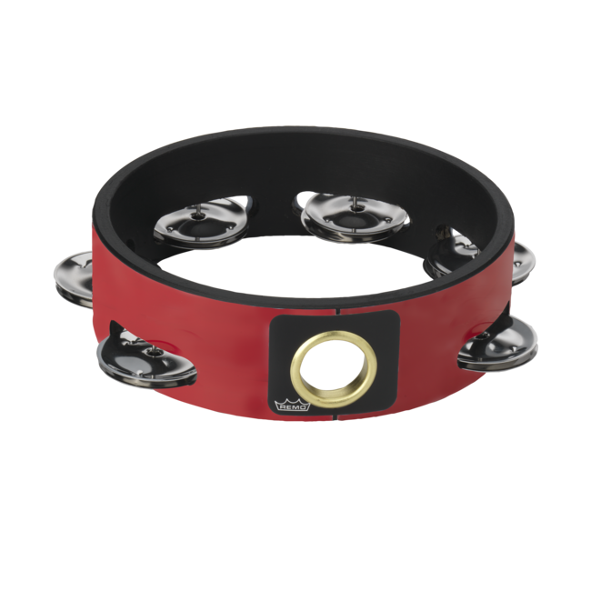 Remo - TA-6208-70- - **Remo Asia**, Tambourine, Headless, 8" Diameter, 8 Pairs Jingles X 2 Rows, Quadura Black