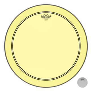 Remo Remo - P3-1318-CT-YEOH - Bass Drum, Powerstroke 3, Colortone, 18" Diameter, Yellow, 5" Offset Hole