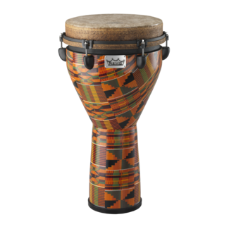 Remo Remo - DJ-0012-LM- - Djembe, Mondo, Key-Tuned, 12" X 24", Skyndeep Fiberskyn, Contour Tuning Brackets, Multi-Mask Finish