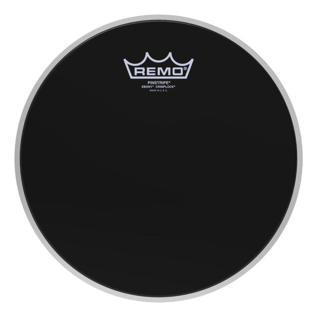 Remo - PS-0412-MP- - Batter, Crimplock, Pinstripe, Ebony, 12" Diameter