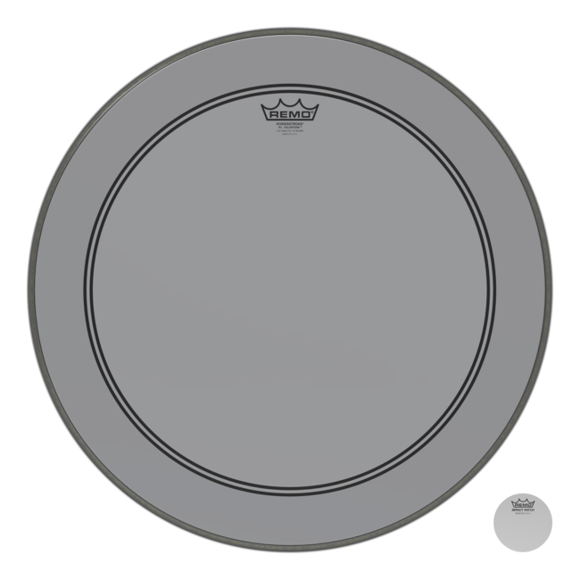 Remo - P3-1322-CT-SMOH - Bass Drum, Powerstroke 3, Colortone, 22" Diameter, Smoke, 5" Offset Hole