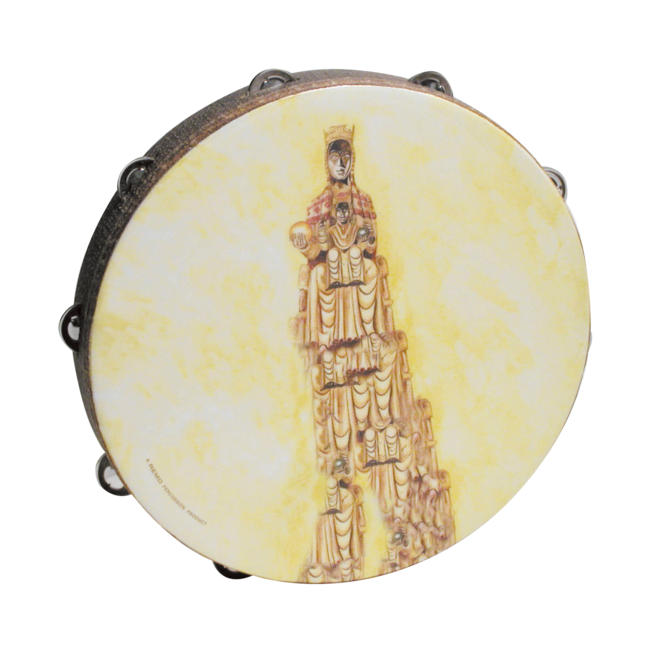 Remo - TA-5110-70- - Tambourine, Fiberskyn, Pre-Tuned, 10" Diameter, 8 Pairs Jingles X 1 Row, Black