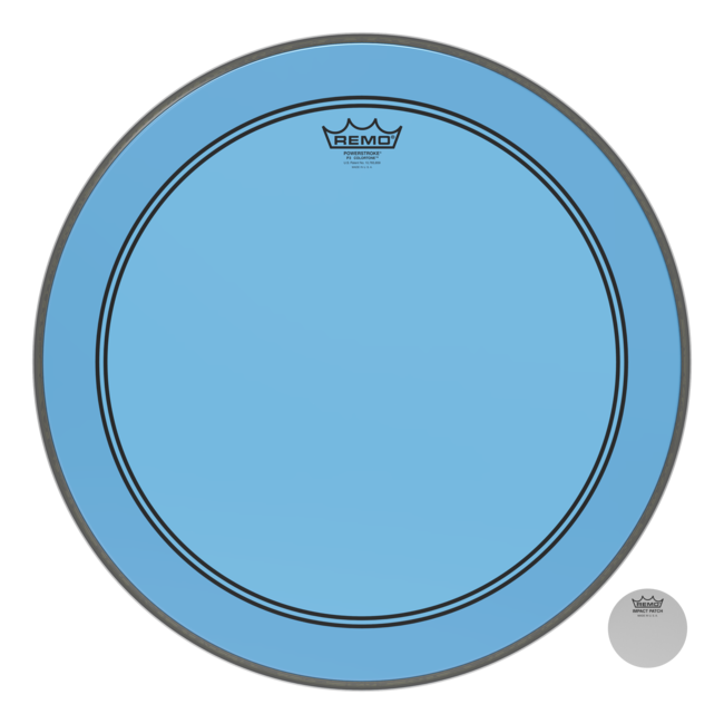 Remo - P3-1320-CT-BUOH - Bass Drum, Powerstroke 3, Colortone, 20" Diameter, Blue, 5" Offset Hole
