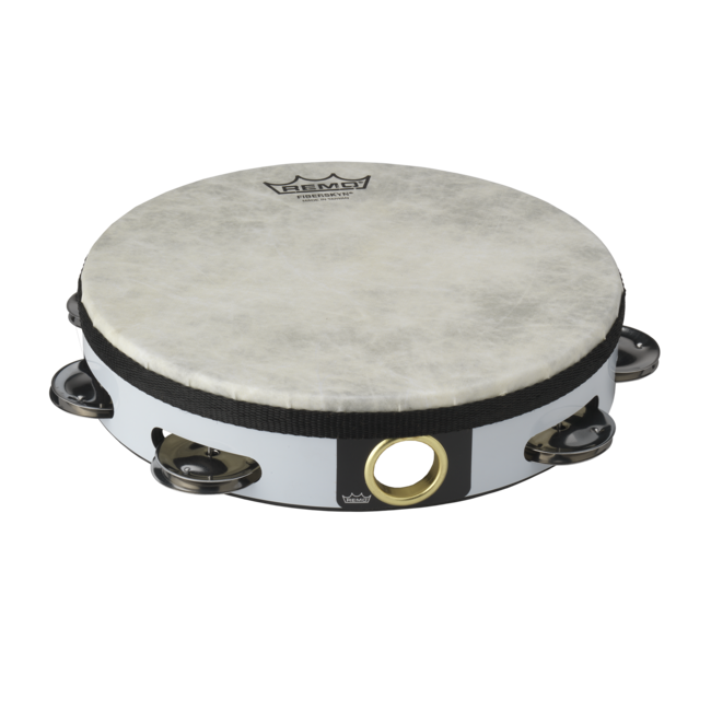 Remo - TA-5208-70- - **Remo Asia**, Tambourine, Fiberskyn, Pre-Tuned, 8" Diameter, 8 Pairs Jingles X 2 Rows, Black