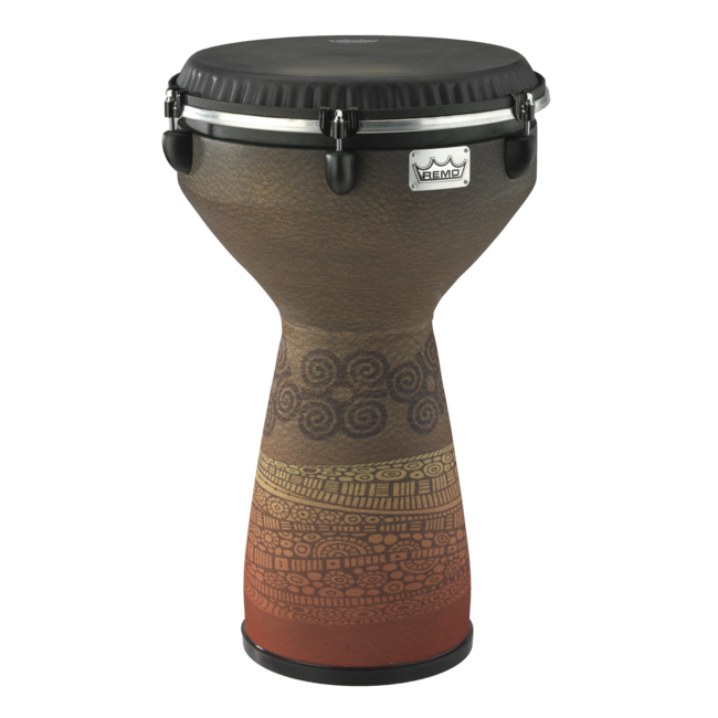 Remo - DJ-7113-61- - Djembe, Flareout, Key-Tuned, 13" X 24", Black Suede Symmetry Drumhead, Contour Tuning Brackets, Green Finish