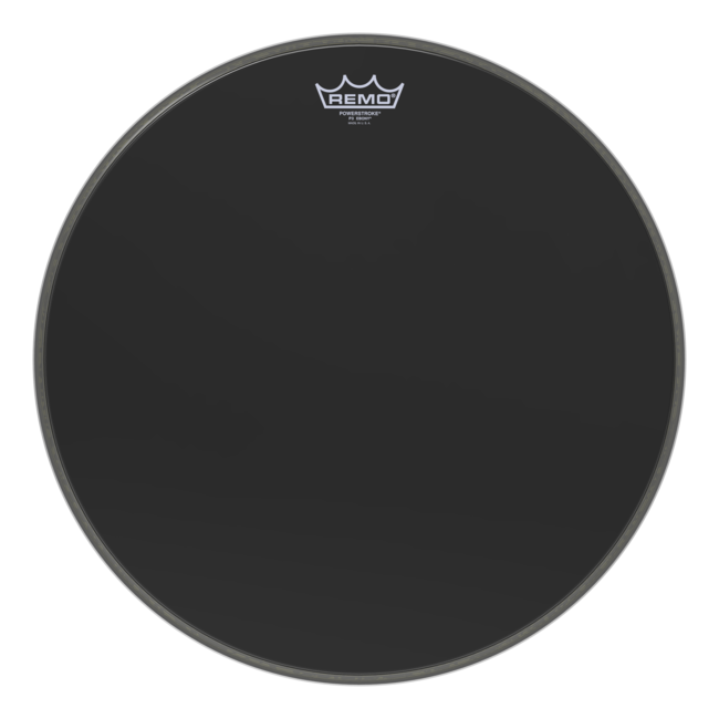 Remo - P3-1018-ES-DM - Bass Drum, Powerstroke 3, Ebony, 18" Diameter, 5" Black Dynamo Installed