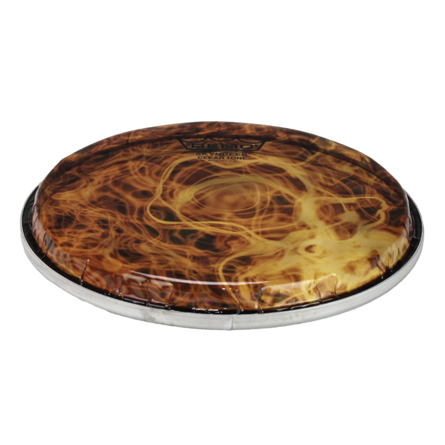 Remo - BD-0009-00-SC017 - **Special Order**, Doumbek Drumhead, R Series, Skyndeep Clear Tone, 9" Diameter, 1/2" Collar, Wide Hoop, 'Orange Mist' Graphic