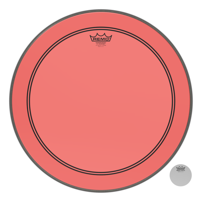 Remo - P3-1320-CT-RDOH - Bass Drum, Powerstroke 3, Colortone, 20" Diameter, Red, 5" Offset Hole