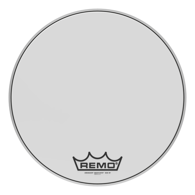Remo - BR-1222-00- - Bass Drum, Ambassador, Smooth White, 22" Diameter