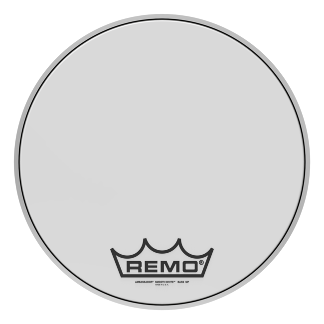 Remo - BR-1218-00- - Bass Drum, Ambassador, Smooth White, 18" Diameter