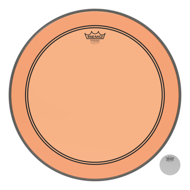 Remo - P3-1320-CT-OGOH - Bass Drum, Powerstroke 3, Colortone, 20" Diameter, Orange, 5" Offset Hole