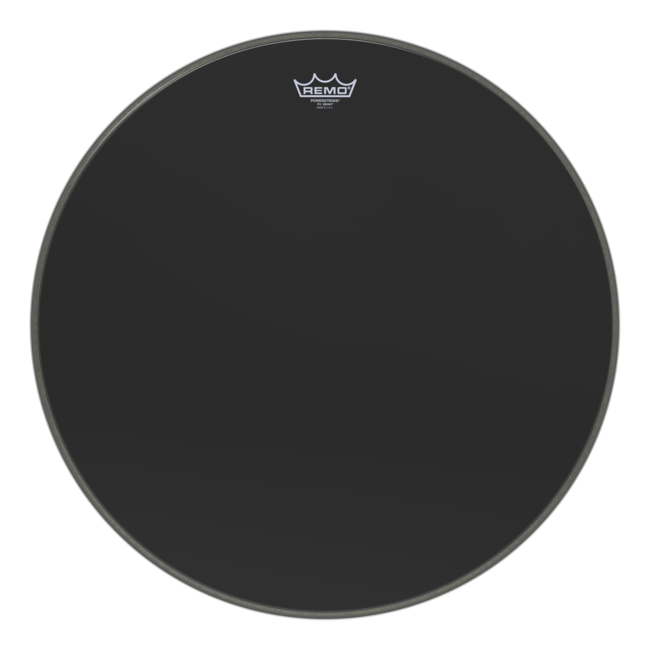 Remo - P3-1024-ES-DM - Bass Drum, Powerstroke 3, Ebony, 24" Diameter, 5" Black Dynamo Installed