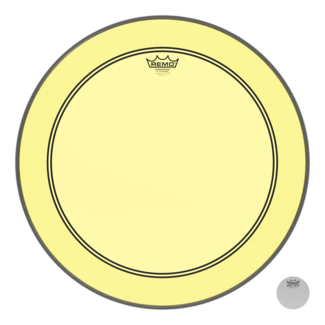 Remo Remo - P3-1322-CT-YEOH - Bass Drum, Powerstroke 3, Colortone, 22" Diameter, Yellow, 5" Offset Hole