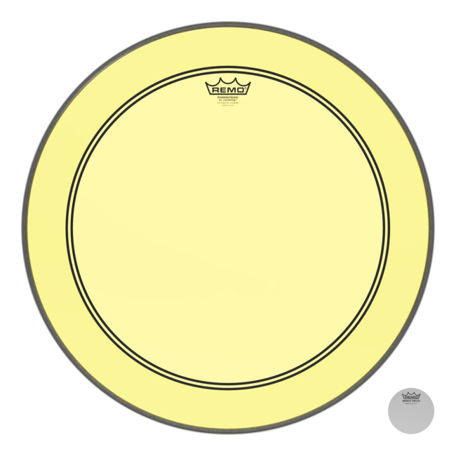 Remo - P3-1322-CT-YEOH - Bass Drum, Powerstroke 3, Colortone, 22" Diameter, Yellow, 5" Offset Hole