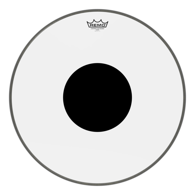 Remo - CS-1324-10- - Bass Drum, Controlled Sound, Clear, 24" Diameter, Black Dot On Top
