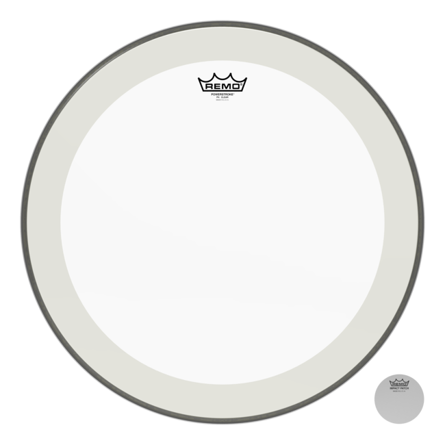 Remo - P4-1322-C2- - Bass Drum, Powerstroke 4, Clear, 22" Diameter, With Impact Patch