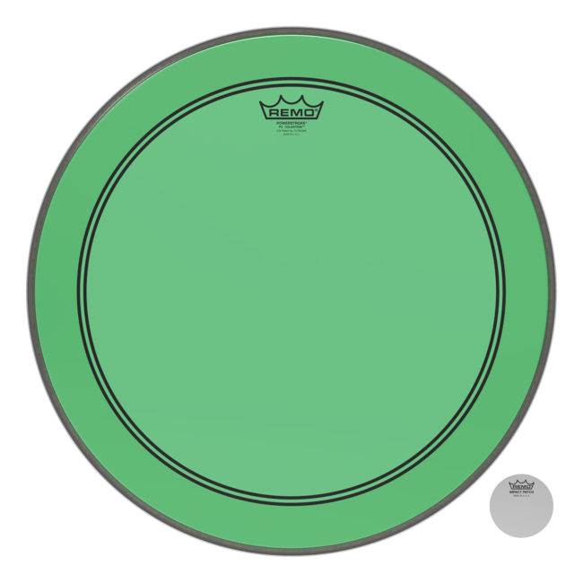 Remo - P3-1320-CT-GNOH - Bass Drum, Powerstroke 3, Colortone, 20" Diameter, Green, 5" Offset Hole
