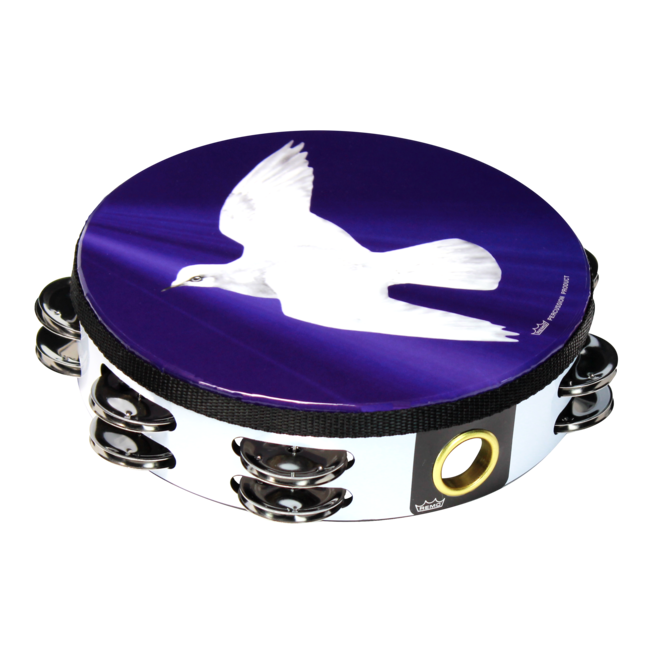 Remo - TA-9110-70-AB002 - Tambourine, Pre-Tuned, Artbeat Artist Collection, Black Skyndeep, 10" Diameter, 8 Pairs Jingles X 1 Row, Quadura Black, Candy Skull, Artwork By Jose Pasillas