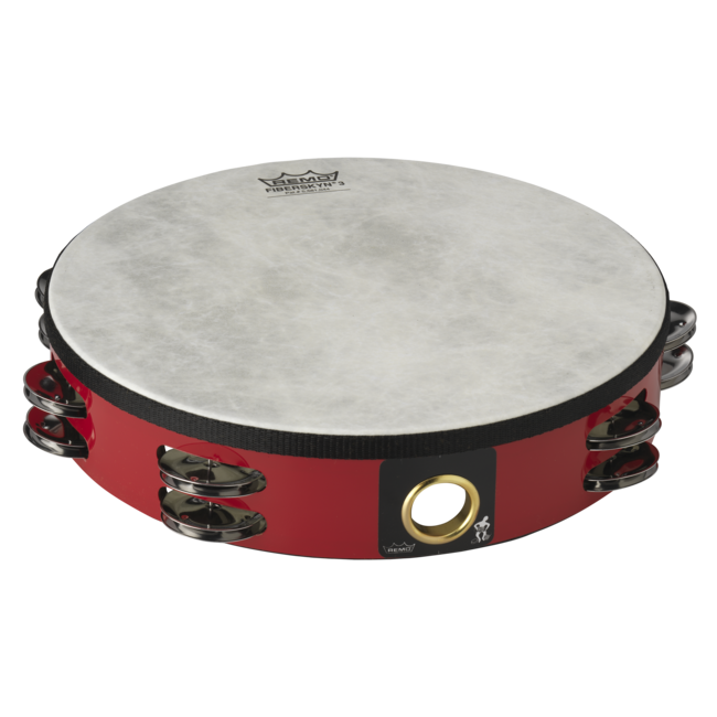 Remo - TA-5106-52- - Tambourine, Fiberskyn, Pre-Tuned, 6" Diameter, 6 Pairs Jingles X 1 Row, Red