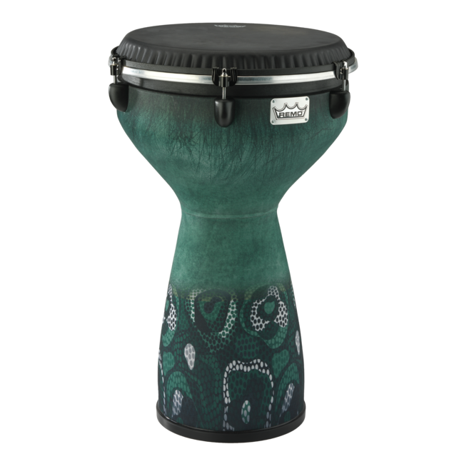 Remo - DJ-7113-60- - Djembe, Flareout, Key-Tuned, 13" X 24", Black Suede Symmetry Drumhead, Contour Tuning Brackets, Red Finish