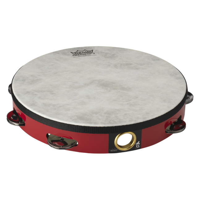 Remo - TA-5110-00- - **Remo Asia**, Tambourine, Fiberskyn, Pre-Tuned, 10" Diameter, 8 Pairs Jingles X 1 Row, White