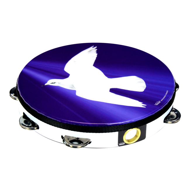 Remo - TA-9210-00-24 - Tambourine, Praise, 10" Diameter, 8 Pairs Jingles X 2 Rows, 'Celebrate' Graphic, White