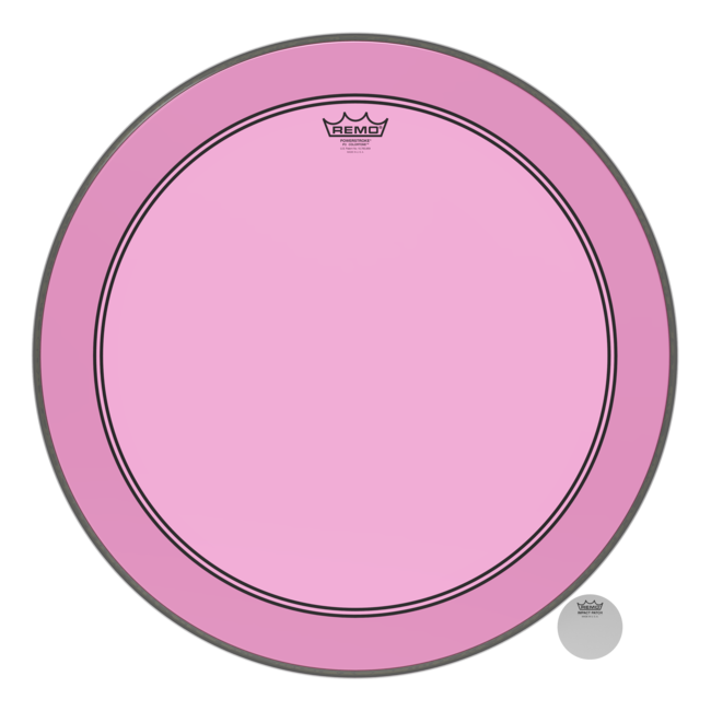 Remo - P3-1324-CT-PKOH - Bass Drum, Powerstroke 3, Colortone, 24" Diameter, Pink, 5" Offset Hole