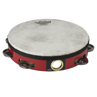Remo Remo - TA-5208-52- - Tambourine, Fiberskyn, Pre-Tuned, 8" Diameter, 8 Pairs Jingles X 2 Rows, Red
