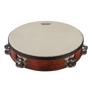 Remo Remo - TA-6110-00- - Tambourine, Headless, 10" Diameter, 8 Pairs Jingles X 1 Row, Quadura White