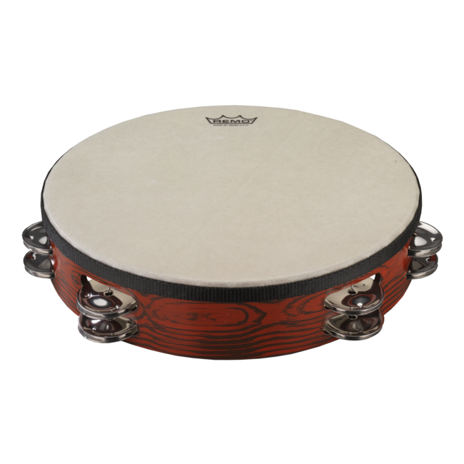 Remo - TA-6110-00- - Tambourine, Headless, 10" Diameter, 8 Pairs Jingles X 1 Row, Quadura White