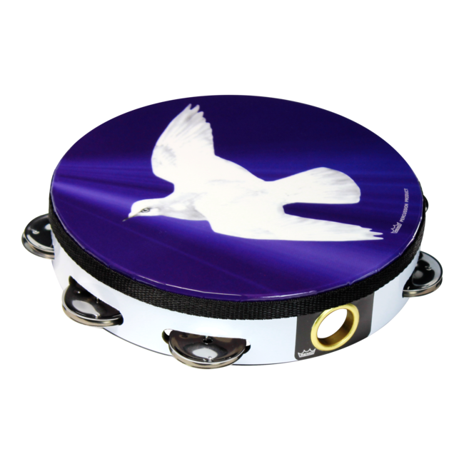 Remo - TA-9208-14- - **Remo Asia**, Tambourine, Praise, 8" Diameter, 8 Pairs Jingles X 2 Rows, 'Praying Hands' Graphic, Black