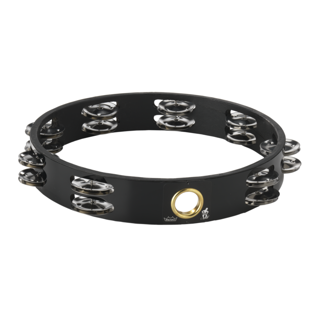 Remo - TA-6210-00- - Tambourine, Headless, 10" Diameter, 8 Pairs Jingles X 2 Rows, Quadura White