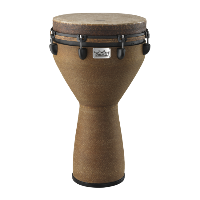 Remo - DJ-0014-PM- - Djembe, Mondo, Key-Tuned, 14" X 25", Skyndeep Fiberskyn, Contour Tuning Brackets, Kintekloth Finish