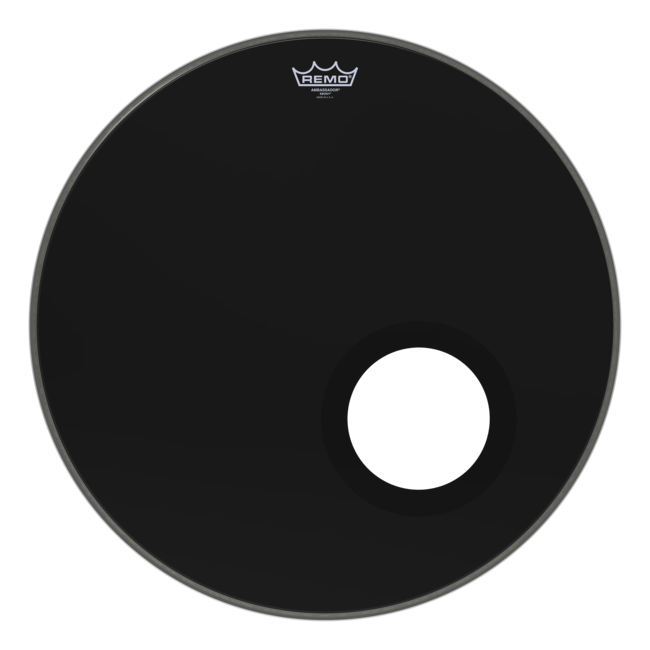 Remo - ES-1022-MP- - **Special Order**, Bass Drum, Ambassador, Ebony, 22" Diameter, Mp