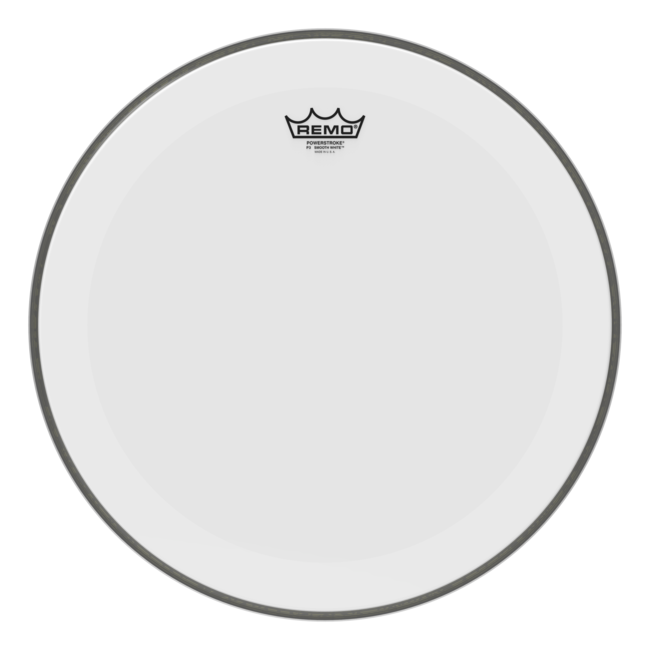 Remo - P3-1220-C2- - Bass Drum, Powerstroke 3, Smooth White, 20" Diameter, 2-1/2" Impact Patch
