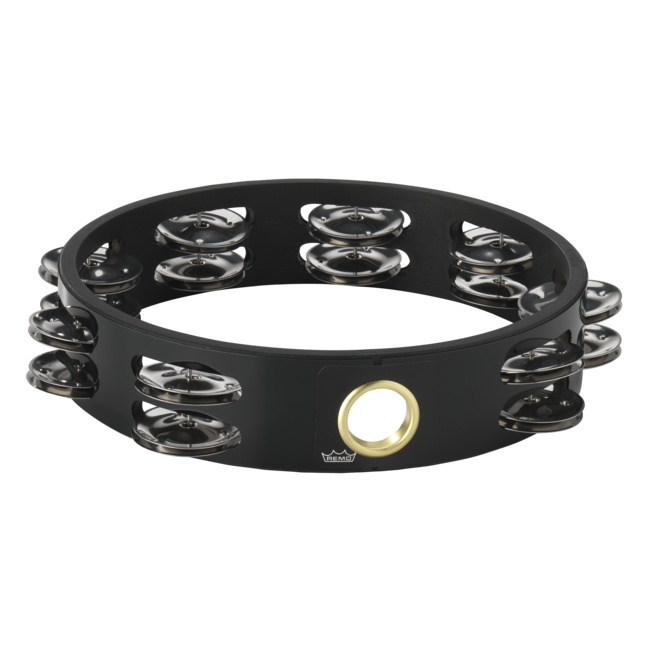 Remo - TA-9110-14- - **Remo Asia**, Tambourine, Praise, 10" Diameter, 8 Pairs Jingles X 1 Row, 'Praying Hands' Graphic, Black