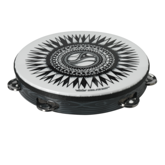 Remo Remo - TA-4110-43- - Tambourine, Prizmatic Pinwheel, Chrome, 10" Diameter, 8 Pairs Jingles X 1 Row, Black