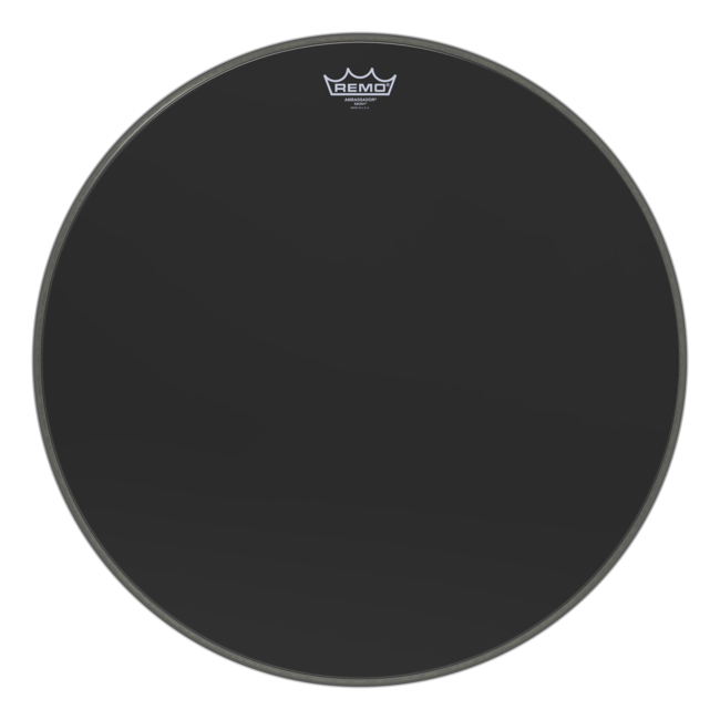 Remo - ES-1024-00- - Bass Drum, Ambassador, Ebony, 24" Diameter