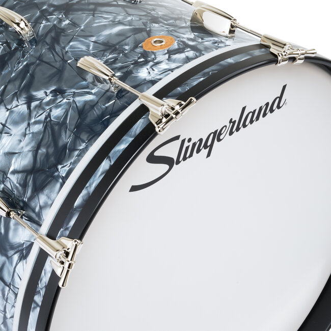 Slingerland - SLFP1418KKK069 - 14x18 Mahogany/Poplar Kick, Black Diamond Pearl Wrap, Nickel Hardware