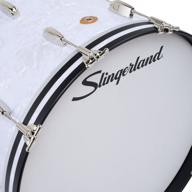Slingerland - SLFP1424KKK016 - 14x24 Mahogany/Poplar Kick, White Marine Pearl Wrap, Nickel Hardware