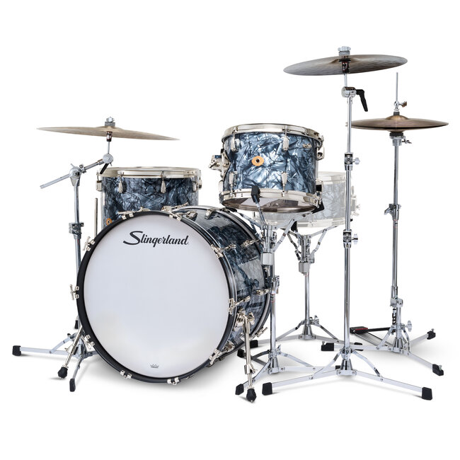 Slingerland - SLKTFPK22N03AH069 - 3pc Radio King Kit, 13/16F/22K, Black Diamond Wrap, Nickel Hardware