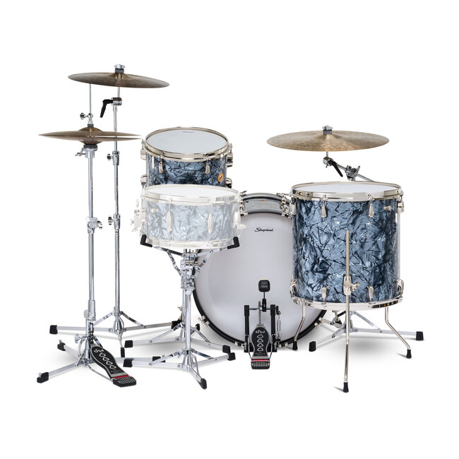 Slingerland - SLKTFPK22N03AH069 - 3pc Radio King Kit, 13/16F/22K, Black Diamond Wrap, Nickel Hardware