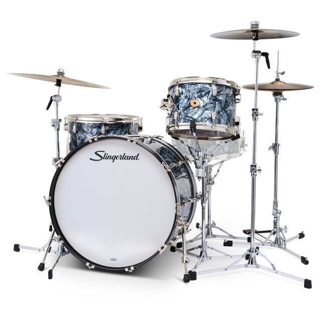 Slingerland - SLKTFPK24N03AI069 - 3pc Radio King Kit, 13/16F/24K, Black Diamond Wrap, Nickel Hardware