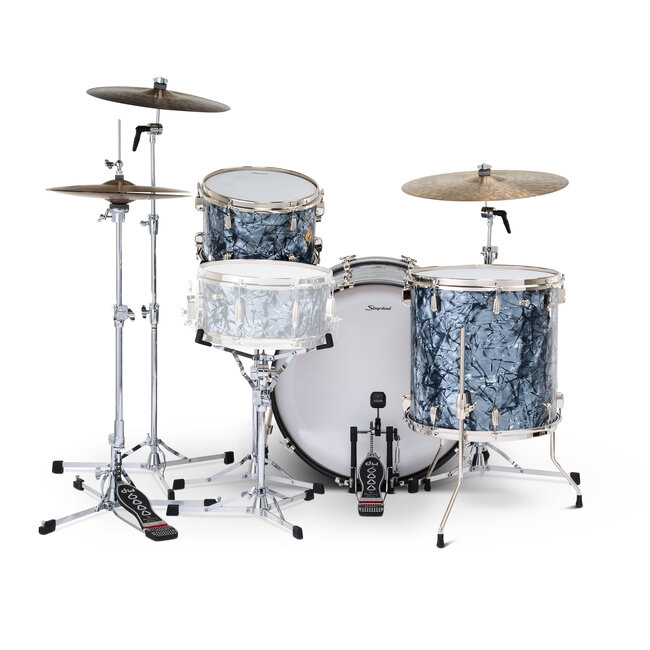 Slingerland - SLKTFPK24N03AI069 - 3pc Radio King Kit, 13/16F/24K, Black Diamond Wrap, Nickel Hardware