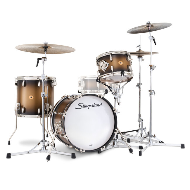 Slingerland - SLKTLSK18N03AR372 - 3pc Radio King Kit, 12/14F/18K, Black & Gold Special Lacquer, Nickel Hardware