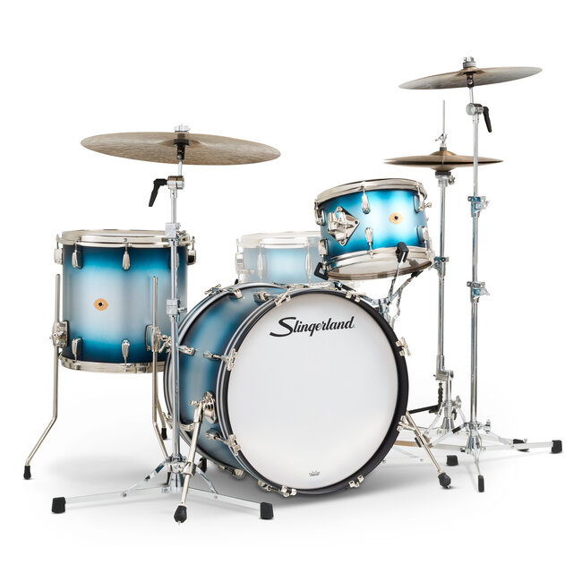 Slingerland - SLKTLSK20N03BQ371 - 3pc Radio King Kit, 12/14F/20K, Blue & Silver Special Lacquer, Nickel Hardware