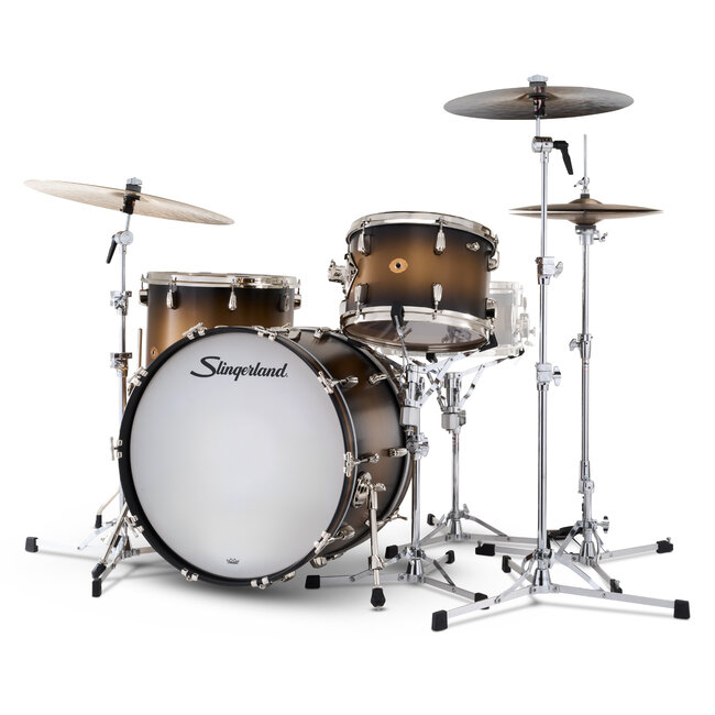 Slingerland - SLKTLSK22N03AH372 - 3pc Radio King Kit, 13/16F/22K, Black & Gold Special Lacquer, Nickel Hardware